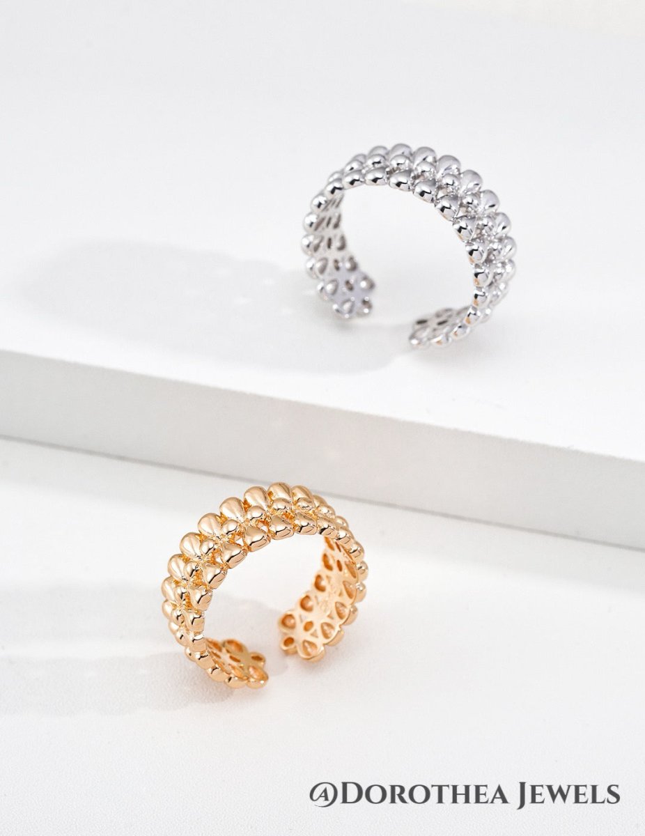 Double Layer Beaded Open Ring - DOROTHEA JEWELS