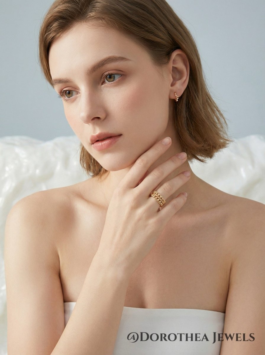 Double Layer Beaded Open Ring - DOROTHEA JEWELS