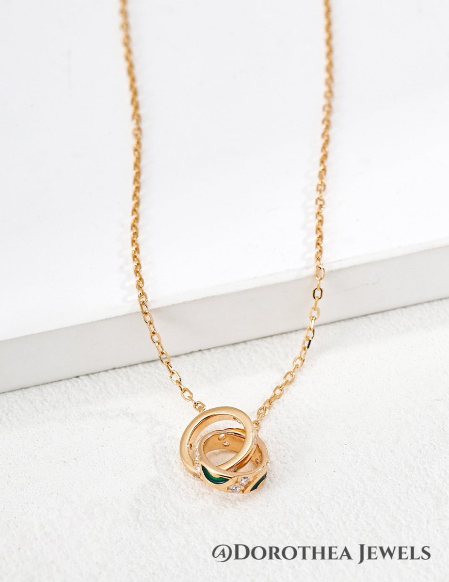 Vibrant Enamel Double Hoop S925 Silver Necklace - DOROTHEA JEWELS