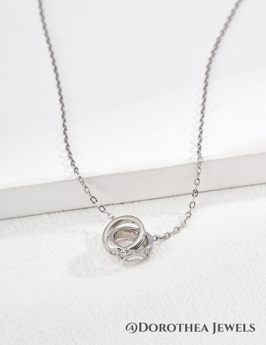 Vibrant Enamel Double Hoop S925 Silver Necklace - DOROTHEA JEWELS
