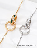 Vibrant Enamel Double Hoop S925 Silver Necklace - DOROTHEA JEWELS