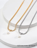 Mesh Chain Natural Pearl Drop Choker Necklace - DOROTHEA JEWELS