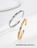 Minimalist Textured Wave Open Cuff Bangle - DOROTHEA JEWELS