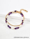 Twilight Bloom Amethyst & Pearl Layered Bracelet - DOROTHEA JEWELS