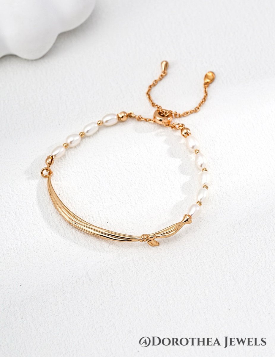 Maiden’s Scarf: Natural Pearl S925 Silver Bracelet - DOROTHEA JEWELS
