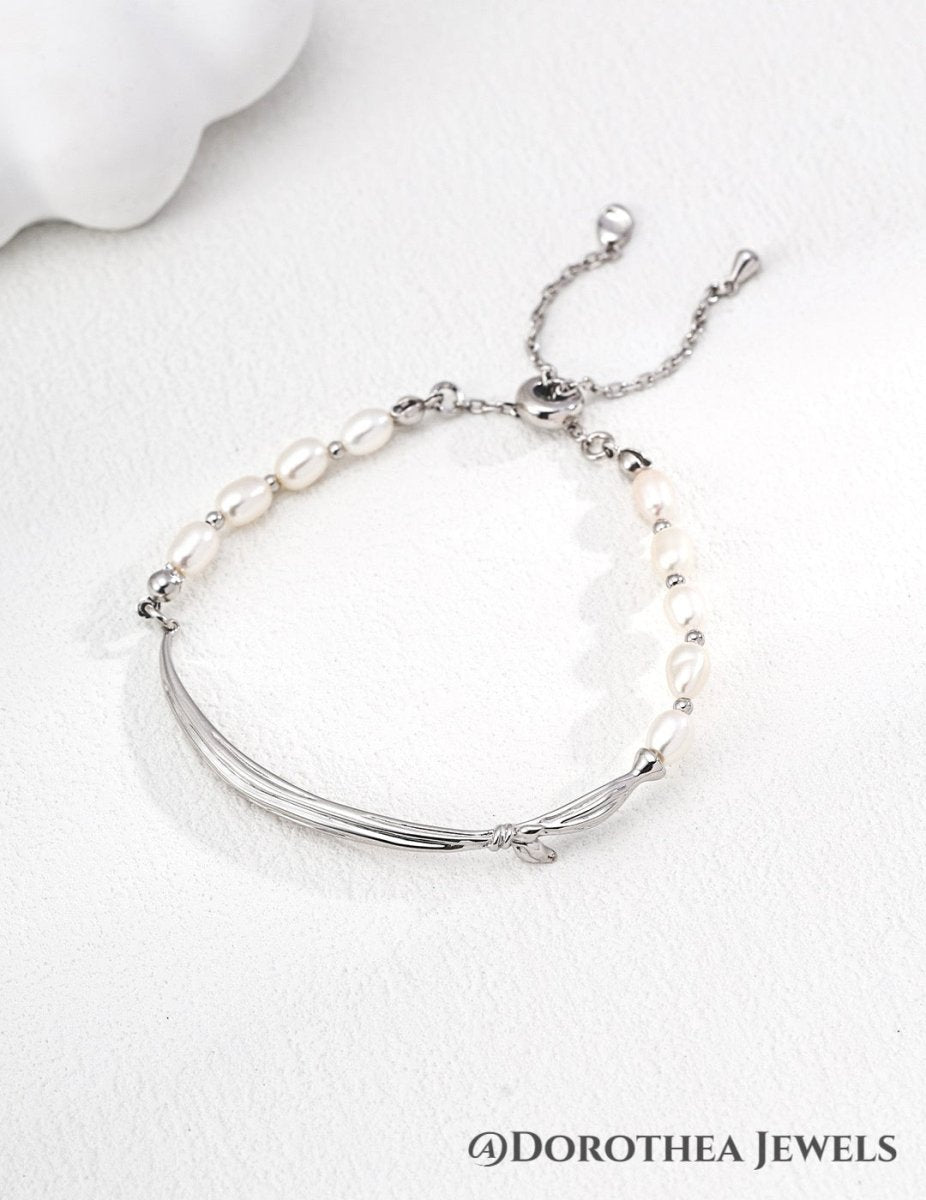 Maiden’s Scarf: Natural Pearl S925 Silver Bracelet - DOROTHEA JEWELS