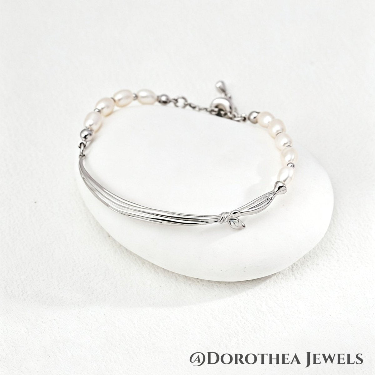 Maiden’s Scarf: Natural Pearl S925 Silver Bracelet - DOROTHEA JEWELS
