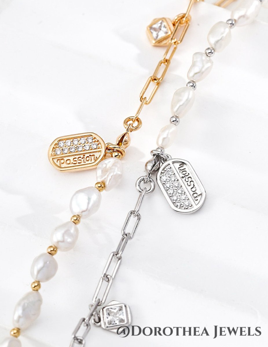 Passion Tag: Baroque Pearl & Silver Chain Bracelet - DOROTHEA JEWELS