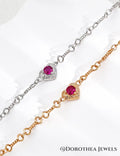 Twisted Chain Red Zircon Heart Necklace - DOROTHEA JEWELS