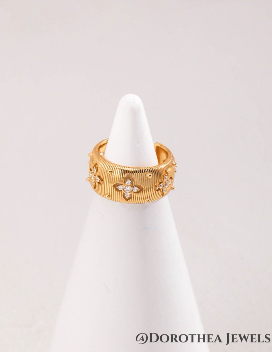 Vintage Starburst Textured Open Ring - DOROTHEA JEWELS