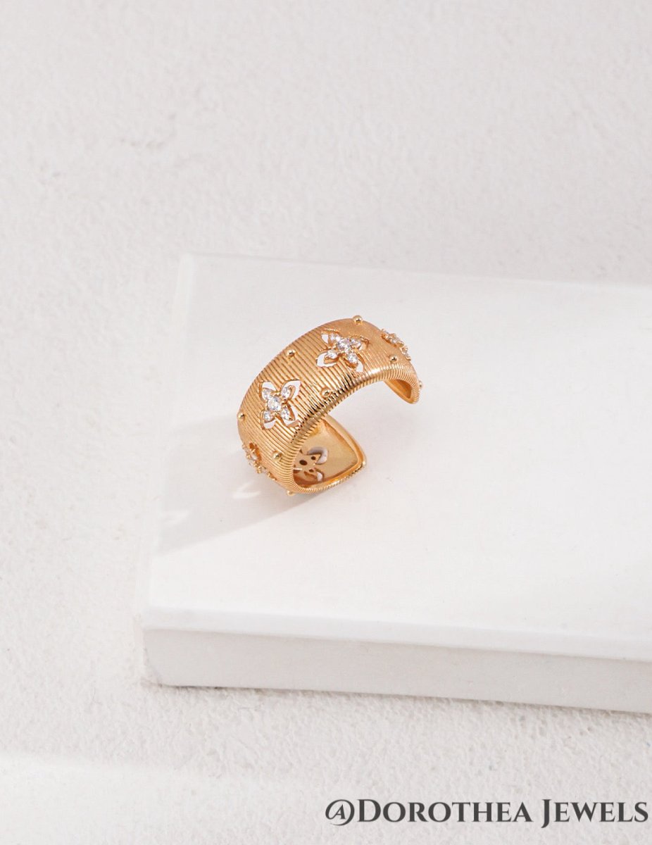 Vintage Starburst Textured Open Ring - DOROTHEA JEWELS