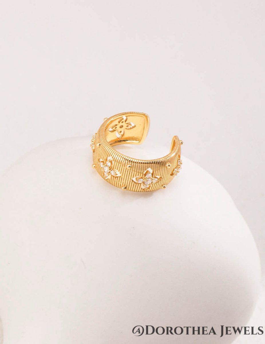 Vintage Starburst Textured Open Ring - DOROTHEA JEWELS