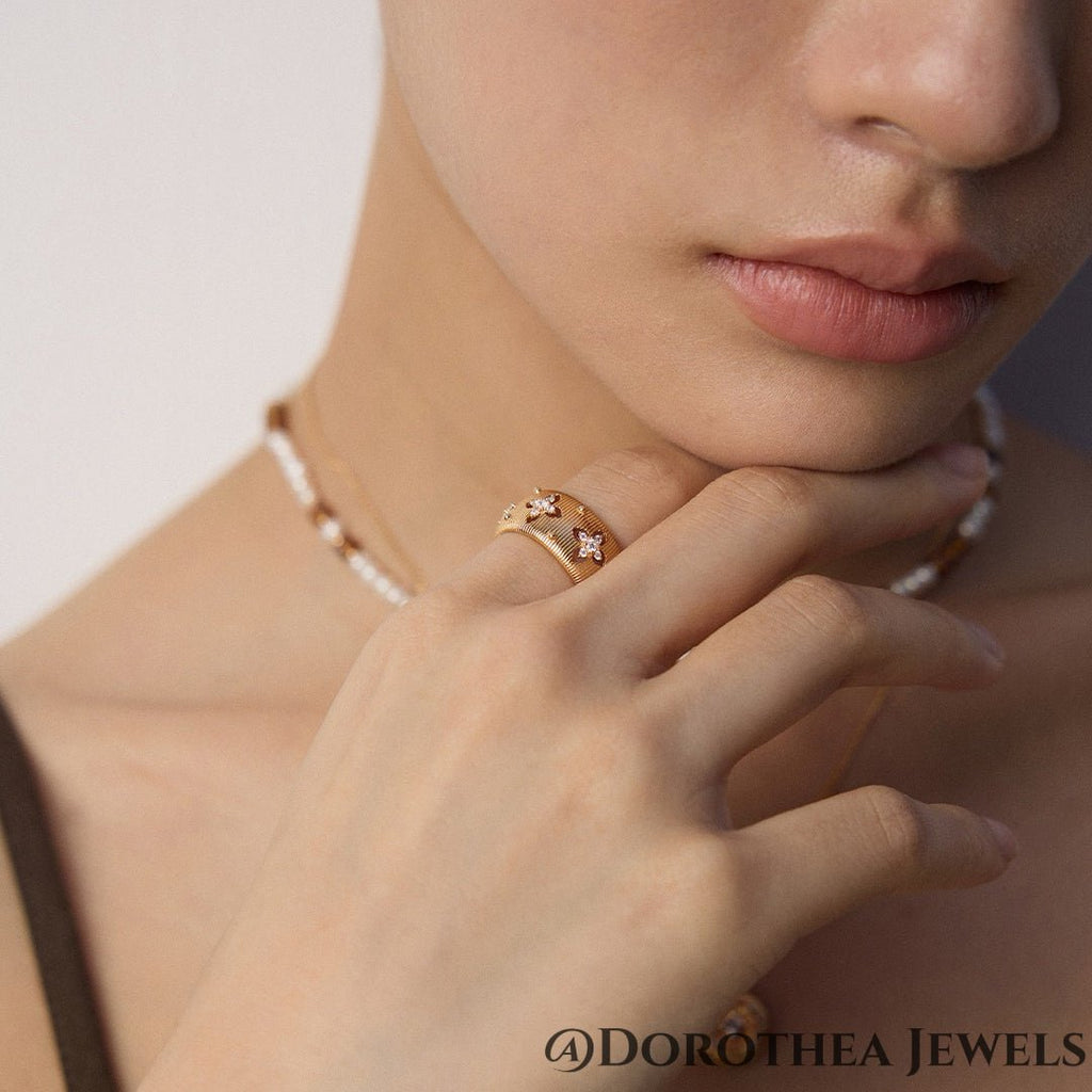 Vintage Starburst Textured Open Ring - DOROTHEA JEWELS