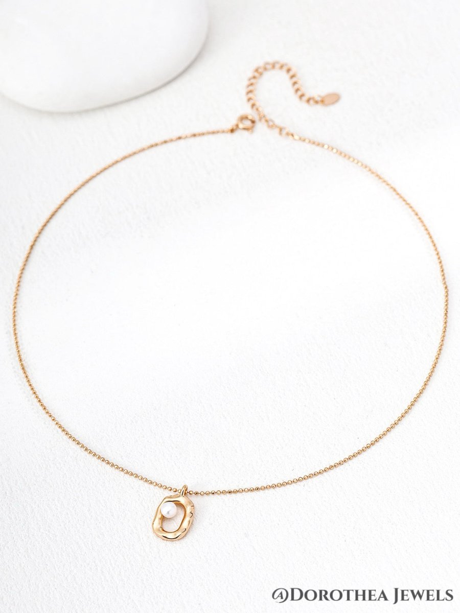 Irregular Open Frame Pearl Necklace - DOROTHEA JEWELS