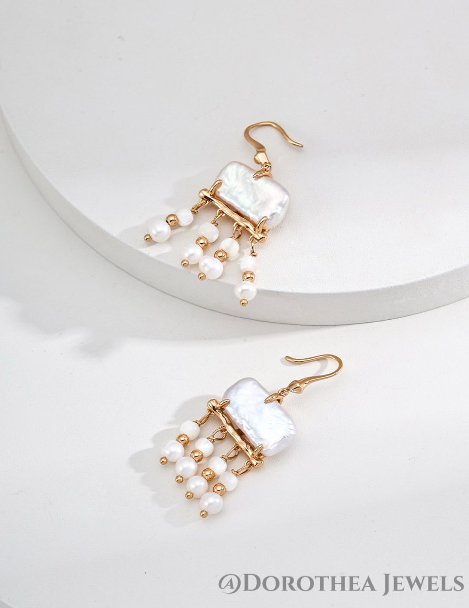 Baroque Pearl Tassel Drop Earrings - DOROTHEA JEWELS