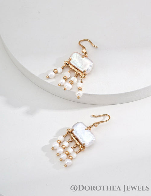 Baroque Pearl Tassel Drop Earrings - DOROTHEA JEWELS