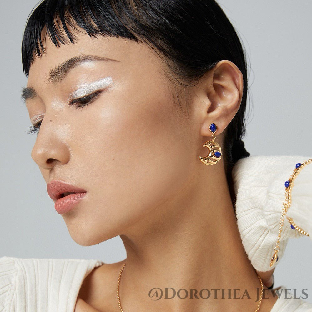 Sterling Silver Crescent Moon Hollow Earrings - DOROTHEA JEWELS
