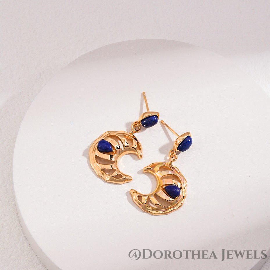Sterling Silver Crescent Moon Hollow Earrings - DOROTHEA JEWELS