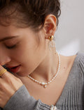 Heart & Pearl Bow Drop Earrings - DOROTHEA JEWELS