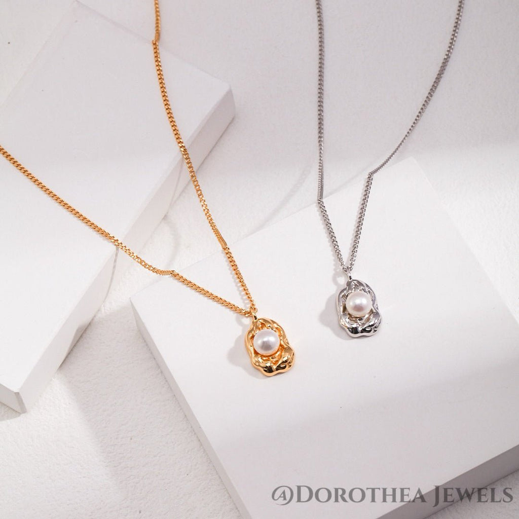 Irregular Molten Pearl Pendant Necklace - DOROTHEA JEWELS