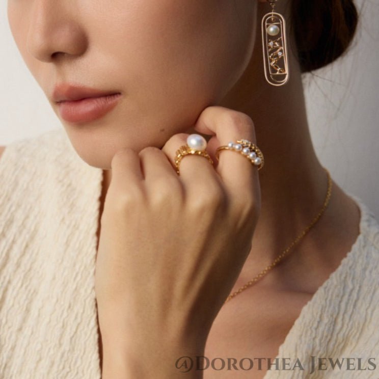 Laurel Wreath Pearl Open Ring - DOROTHEA JEWELS