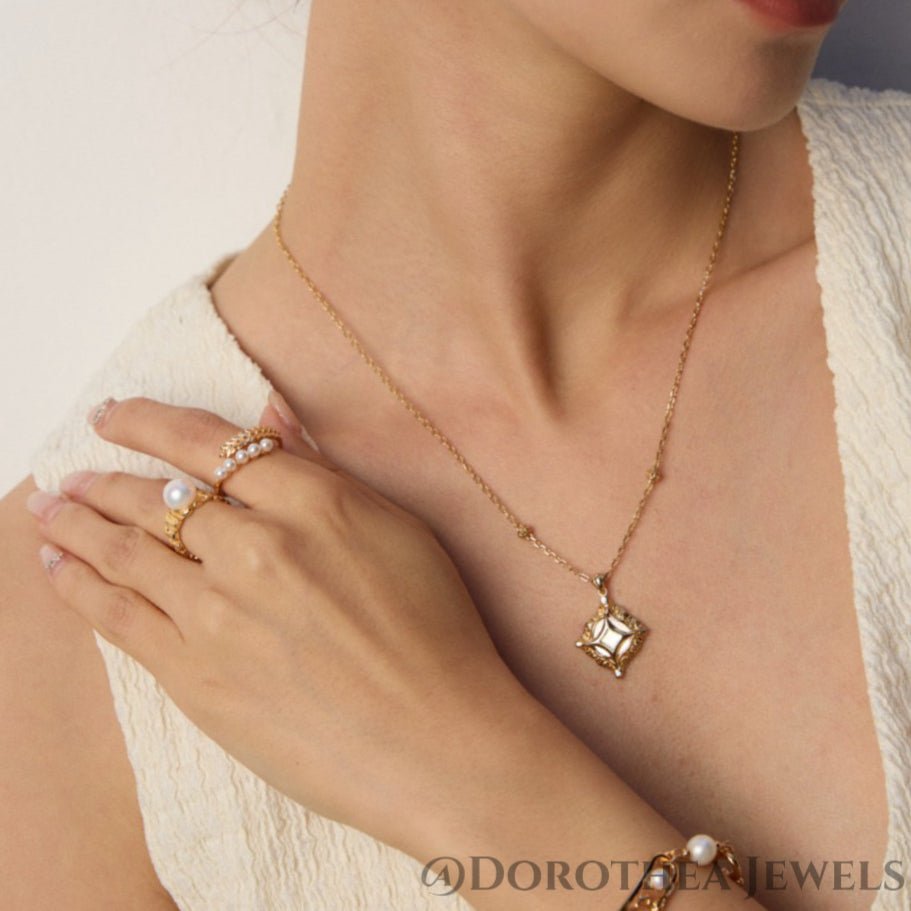 Laurel Wreath Pearl Open Ring - DOROTHEA JEWELS