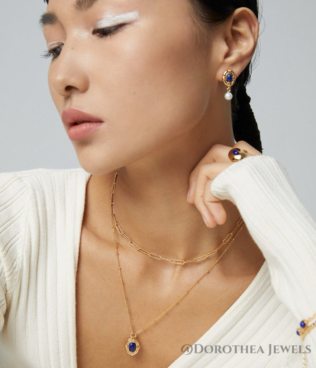 Light Vintage Royal Style Natural Lapis Lazuli Series - DOROTHEA JEWELS