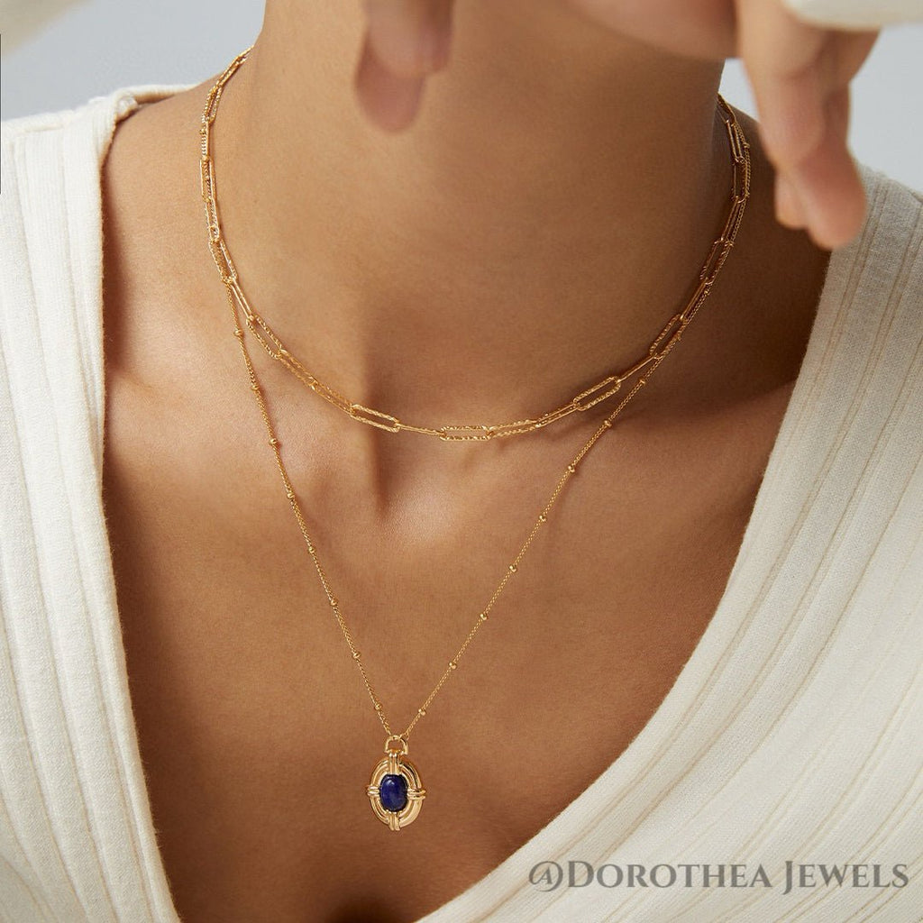Light Vintage Royal Style Natural Lapis Lazuli Series - DOROTHEA JEWELS