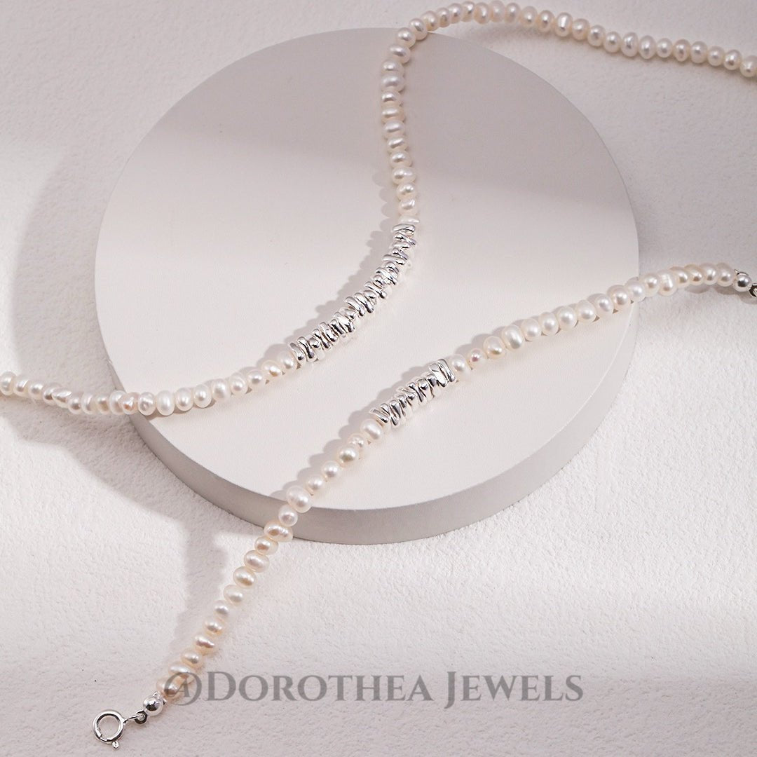 Silver Spacer Bead Baroque Pearl Series - DOROTHEA JEWELS