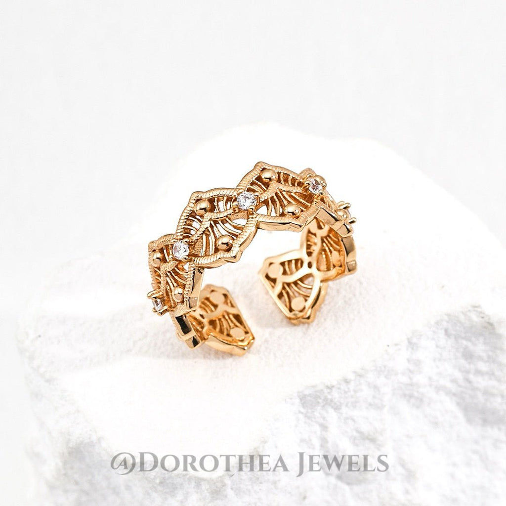 Vintage Filigree Lace Open Ring - DOROTHEA JEWELS