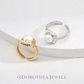 Hammered Pearl Statement Open Ring - DOROTHEA JEWELS
