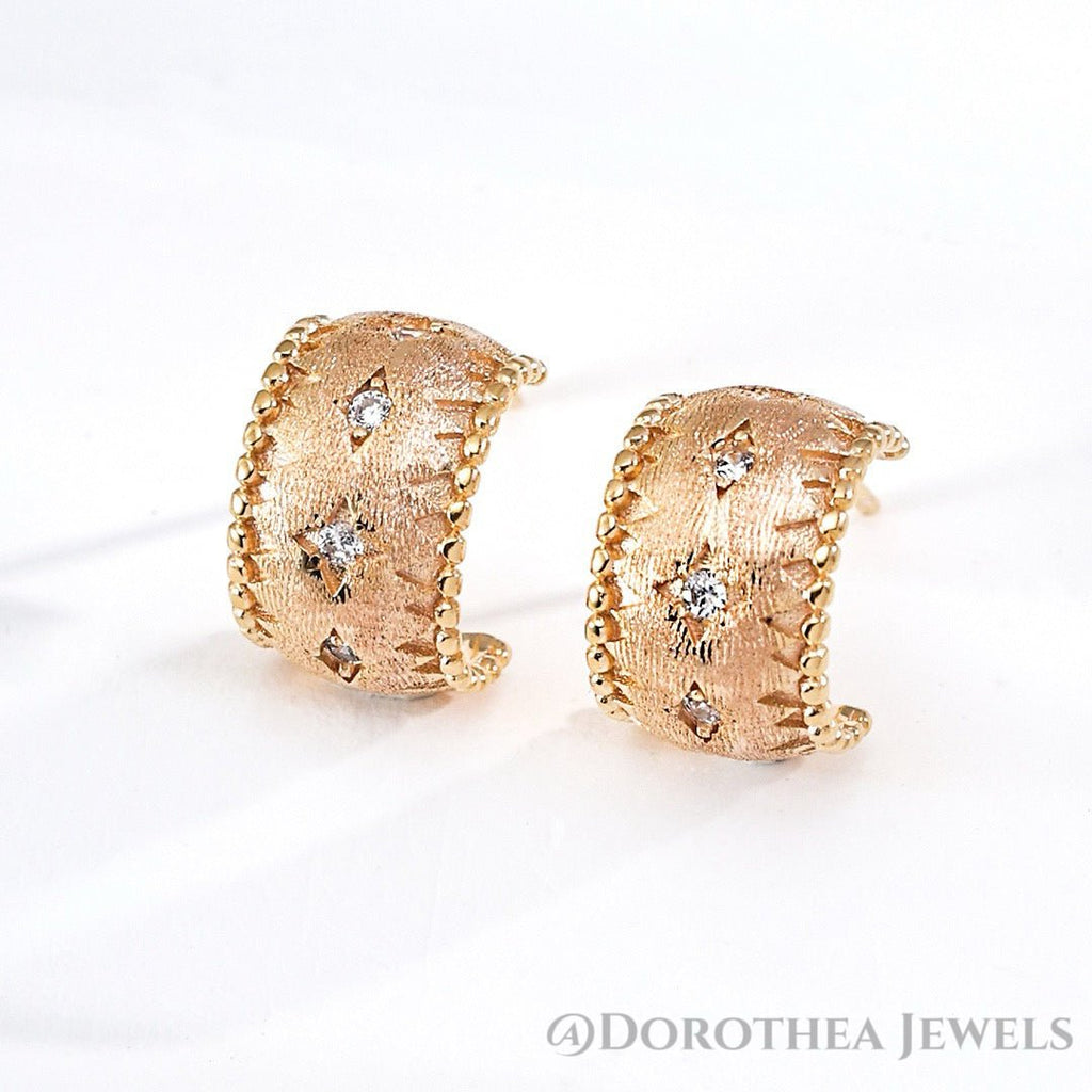 Vintage Silk Zircon Hoops - DOROTHEA JEWELS
