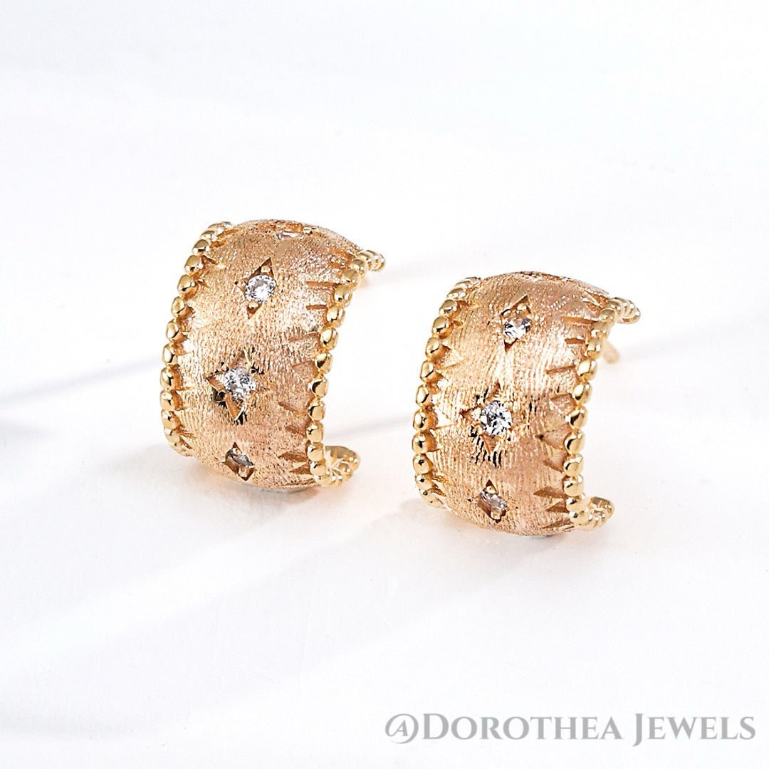 Vintage Silk Zircon Hoops - DOROTHEA JEWELS