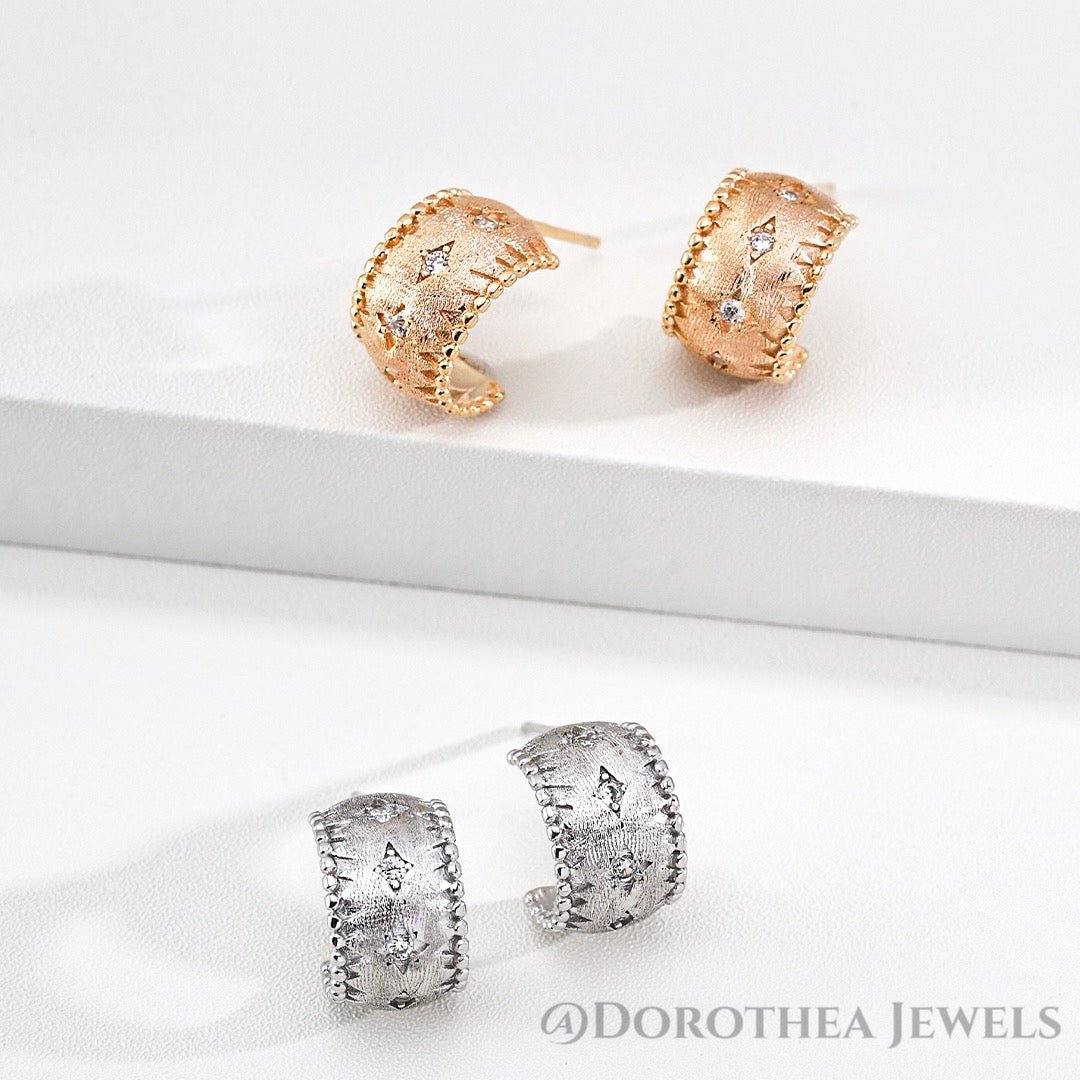 Vintage Silk Zircon Hoops - DOROTHEA JEWELS