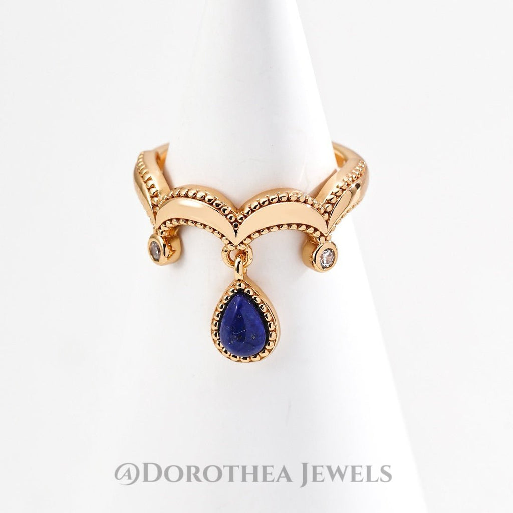 Lapis Tear Drop Ring - DOROTHEA JEWELS