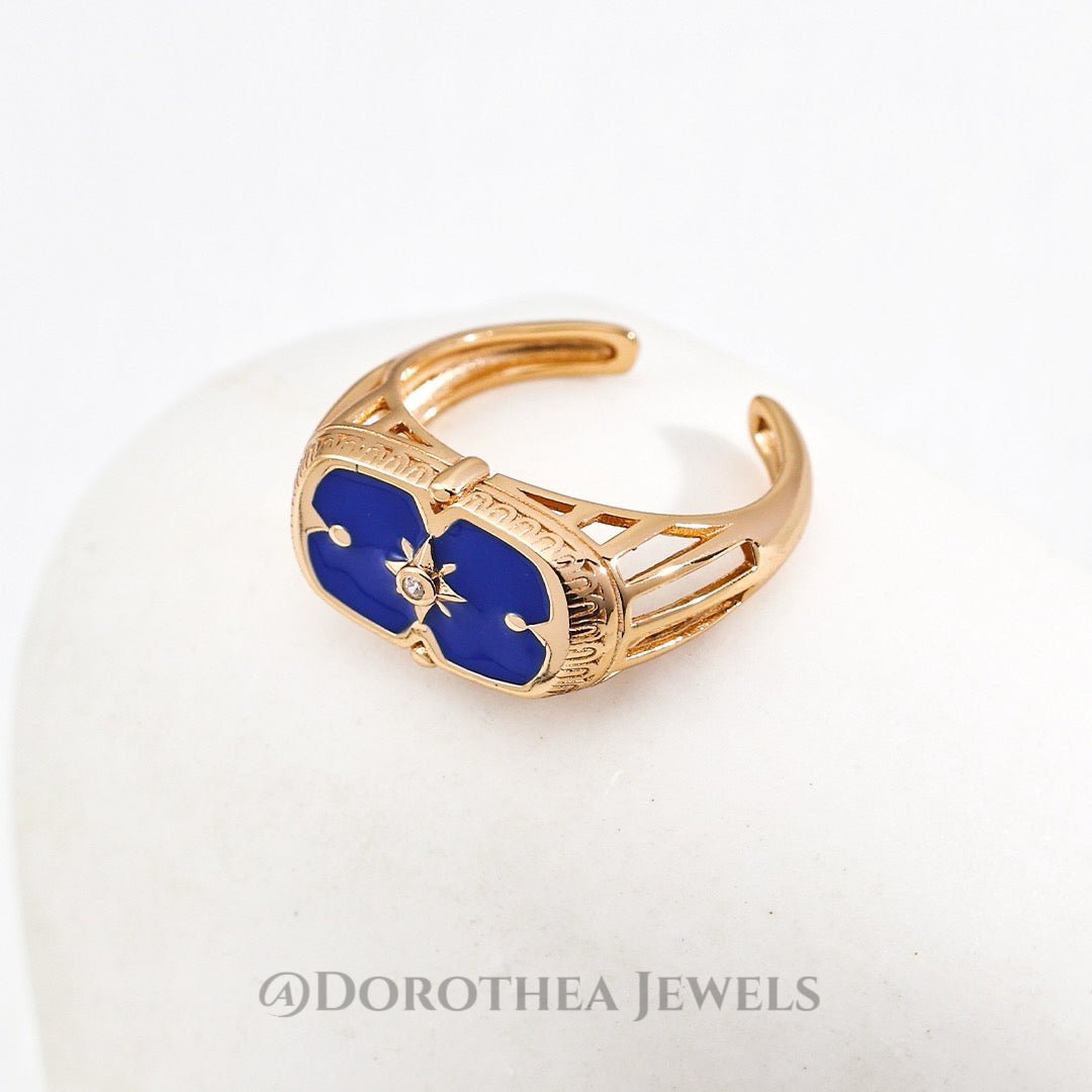Stella Enamel Signet Ring - DOROTHEA JEWELS