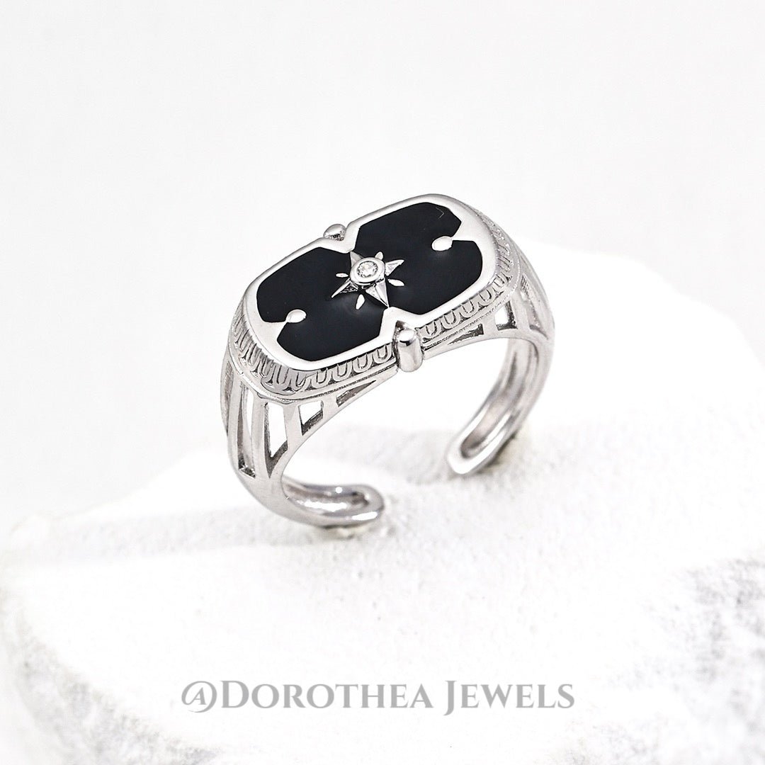 Stella Enamel Signet Ring - DOROTHEA JEWELS