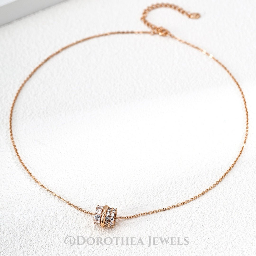 Starlight Spinner Barrel CZ Necklace - DOROTHEA JEWELS