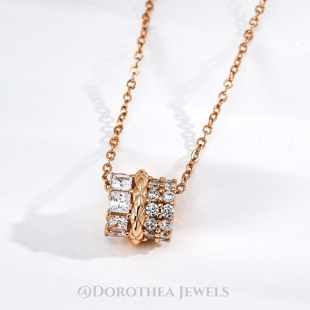 Starlight Spinner Barrel CZ Necklace - DOROTHEA JEWELS