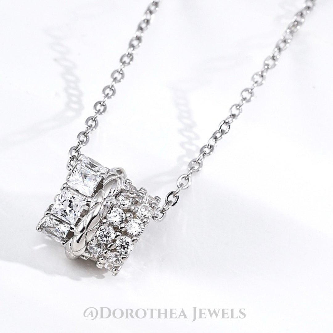 Starlight Spinner Barrel CZ Necklace - DOROTHEA JEWELS