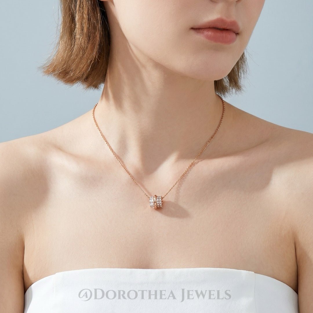 Starlight Spinner Barrel CZ Necklace - DOROTHEA JEWELS