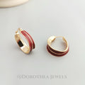 Vintage Red Drop Glaze Hoop Earrings - DOROTHEA JEWELS