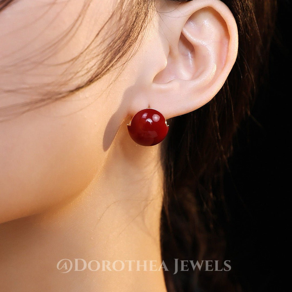 Vintage Red Enamel Ball Stud Earrings | S925 Silver - DOROTHEA JEWELS