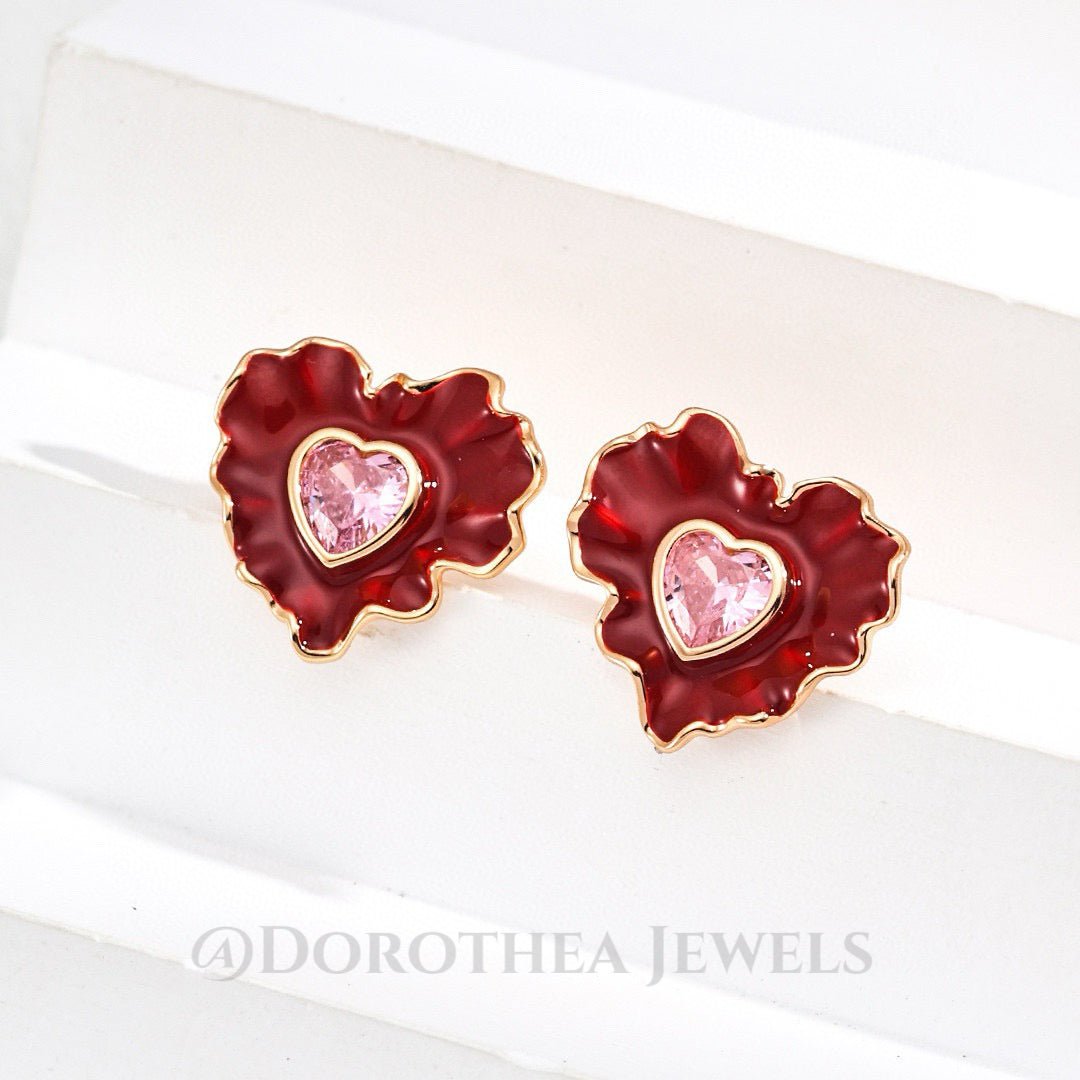S925 Silver Minimalist Enamel Zircon Earrings - DOROTHEA JEWELS