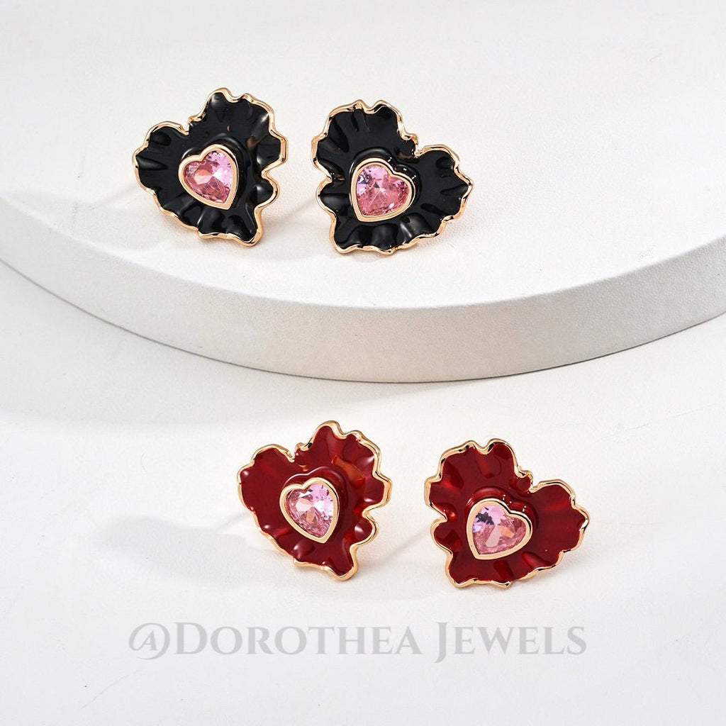 S925 Silver Minimalist Enamel Zircon Earrings - DOROTHEA JEWELS