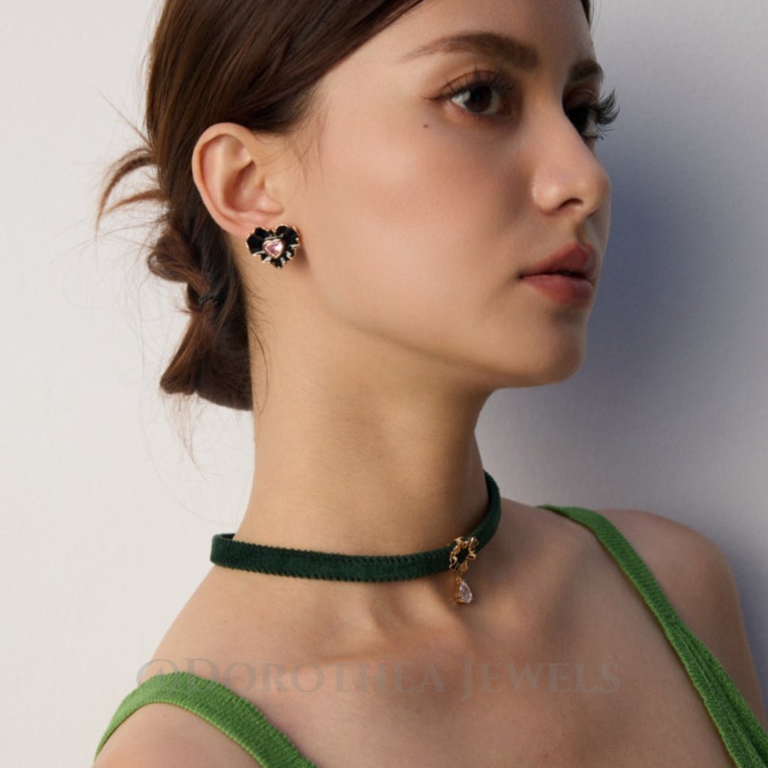 S925 Silver Minimalist Enamel Zircon Earrings - DOROTHEA JEWELS