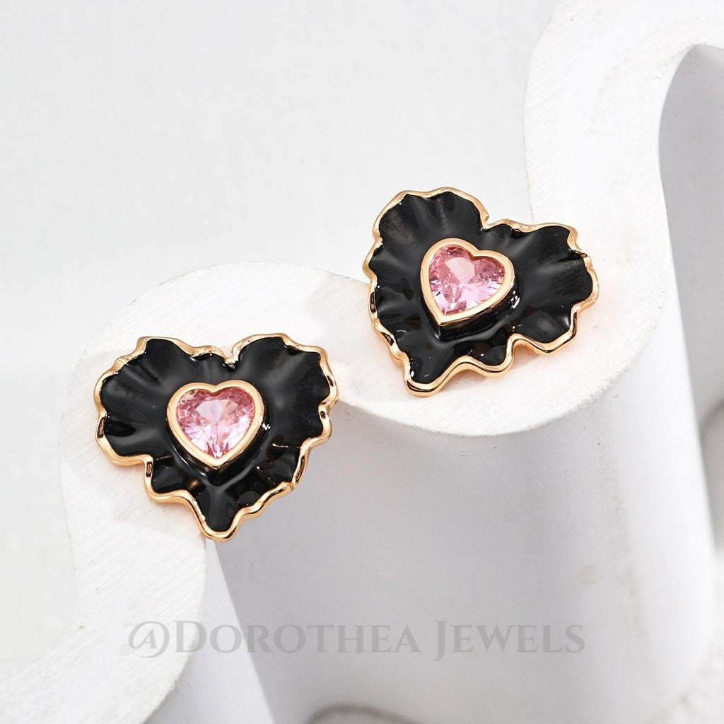 S925 Silver Minimalist Enamel Zircon Earrings - DOROTHEA JEWELS
