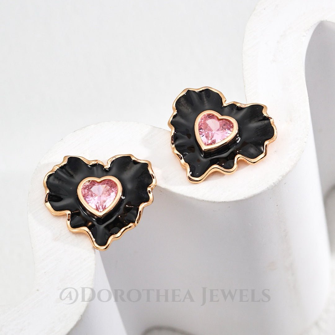 S925 Silver Minimalist Enamel Zircon Earrings - DOROTHEA JEWELS