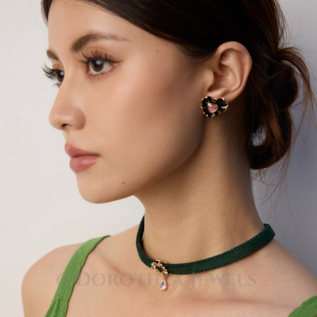 S925 Silver Minimalist Enamel Zircon Earrings - DOROTHEA JEWELS
