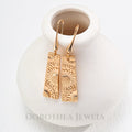Sunflower Embossed Bar Drop Earrings - Vintage Gold ｜ 925 Silver - DOROTHEA JEWELS